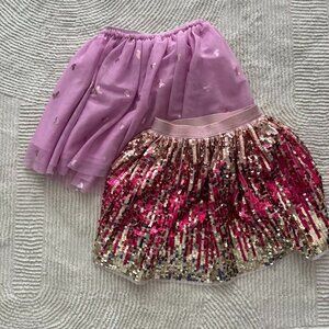 pink skirts H&M sparkle gold butterflies girl 6 7
